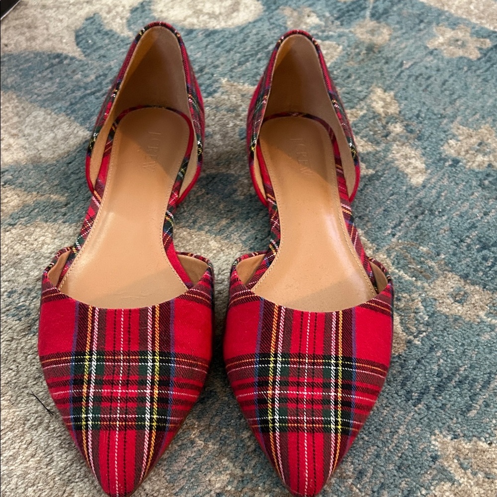 Jcrew Tartan Plaid Red flats
